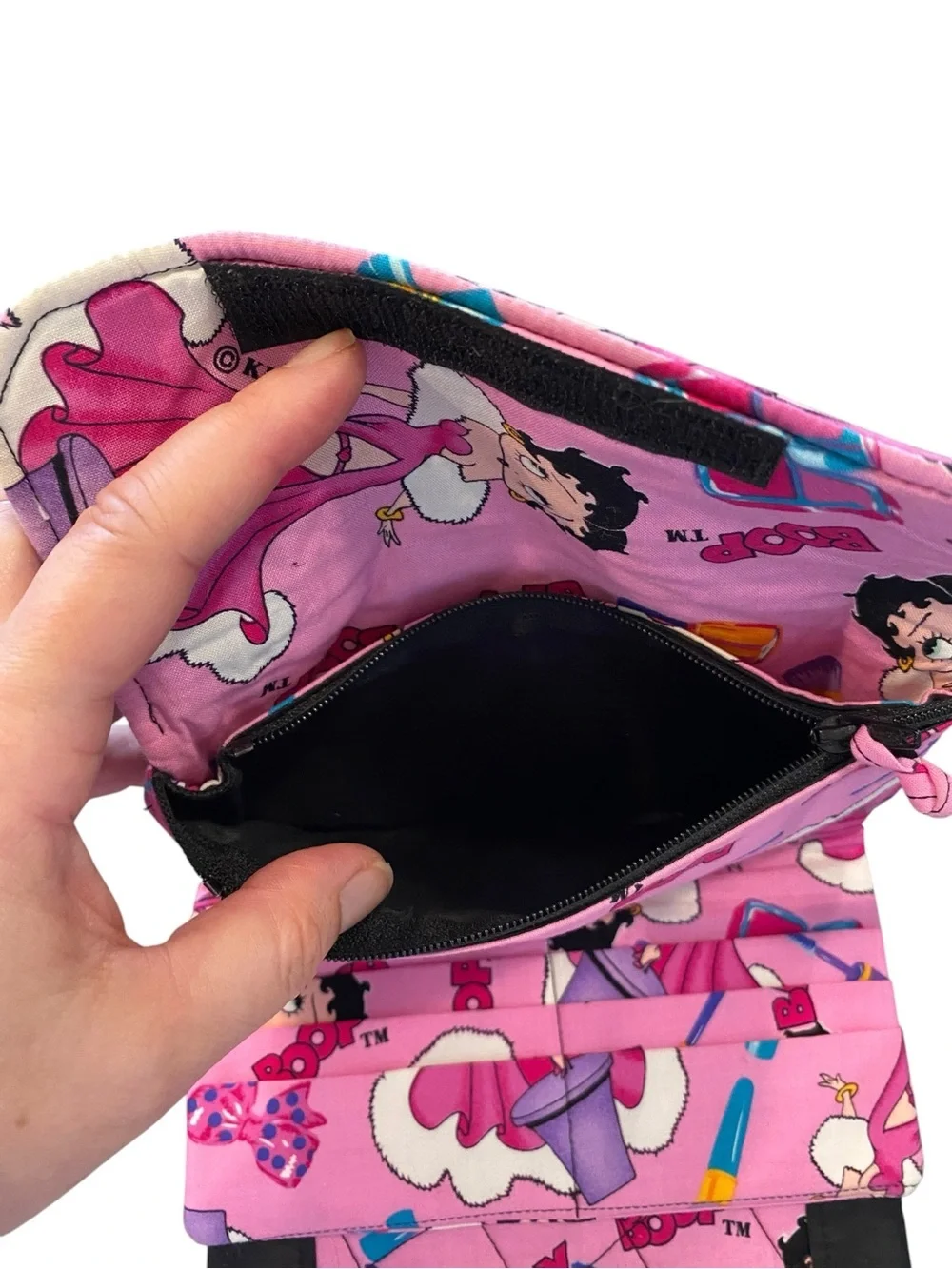 Betty Boop handcrafted quilted tote bag wallet & cosmetic bag Retro Dopamine